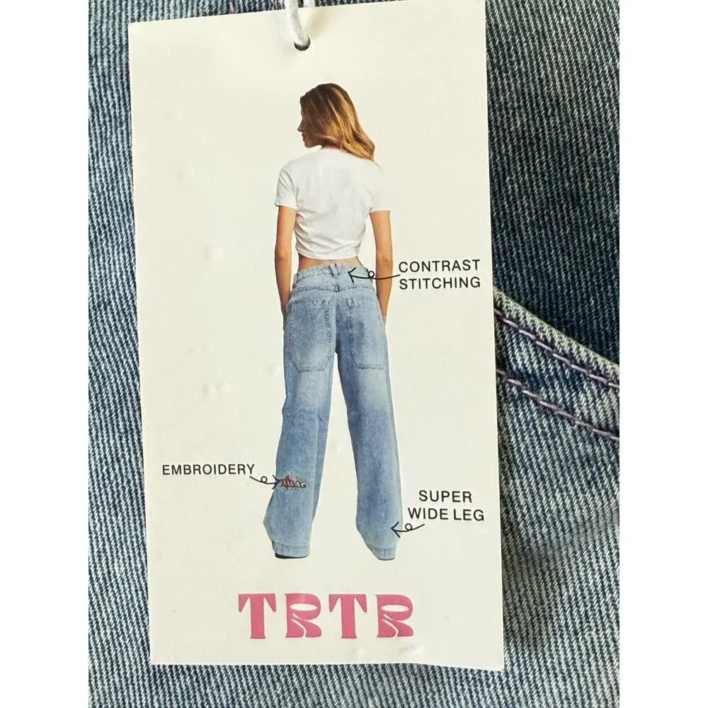 NWT Y2K Oversized High Waist Wide Leg Baggy Jeans Women Size 15 34W X 32L